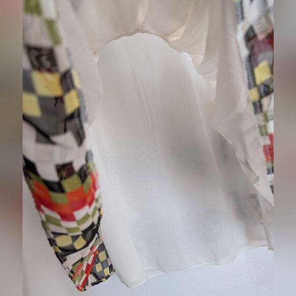 Vintage Dainty Colorful Checked 💯 Silk Blouse S - Picture 5 of 7